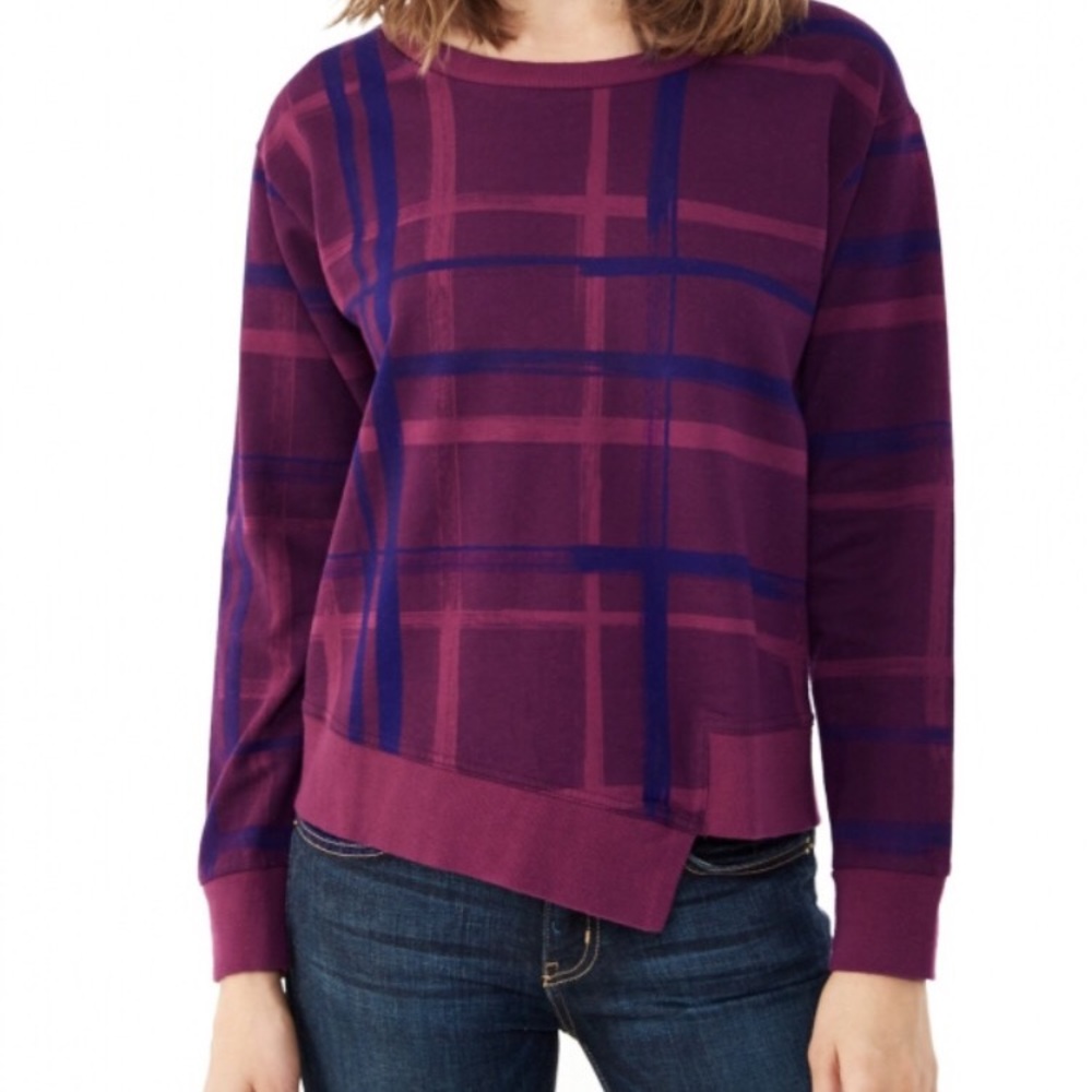 Alternative apparel plaid crew sweatshirt L fleece